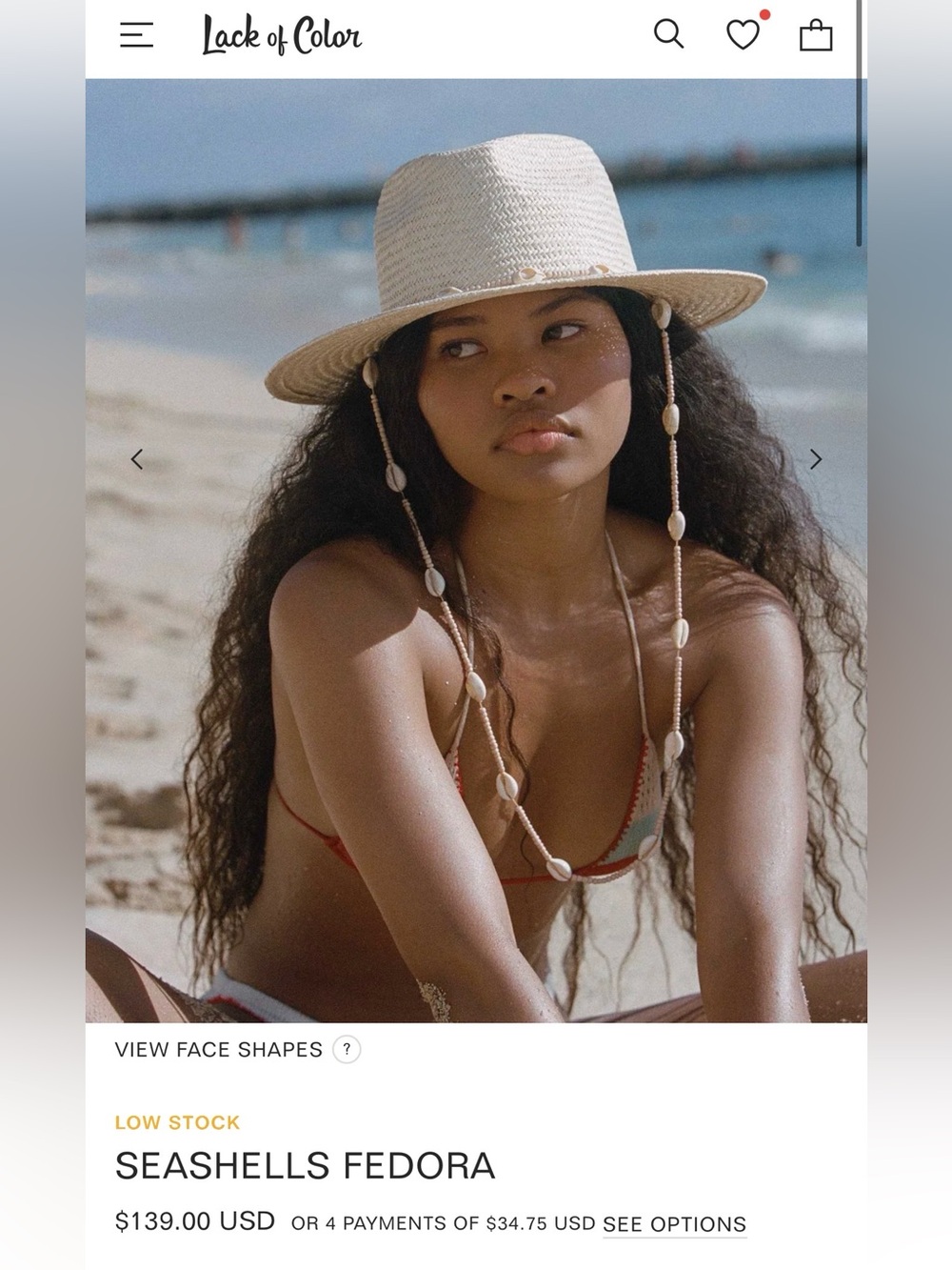 NWT Lack Of Color 🐚 SEASHELLS FEDORA